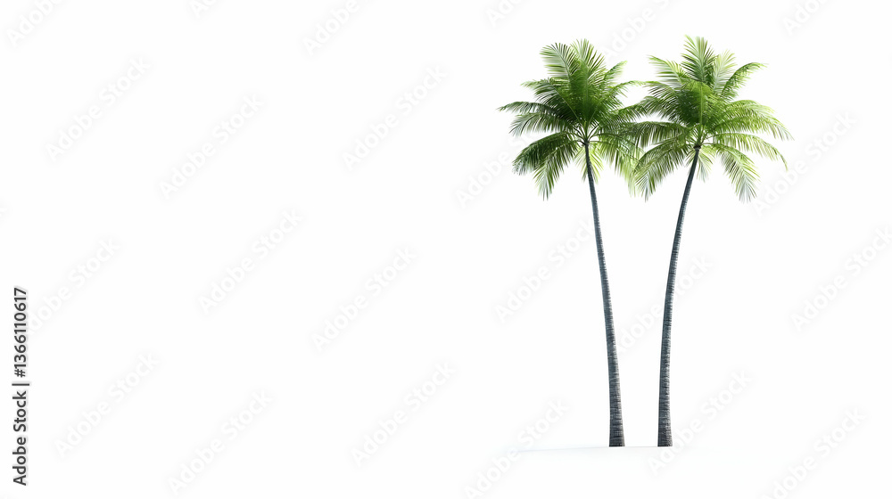 Obraz premium Two Palm Trees Isolated On White Background