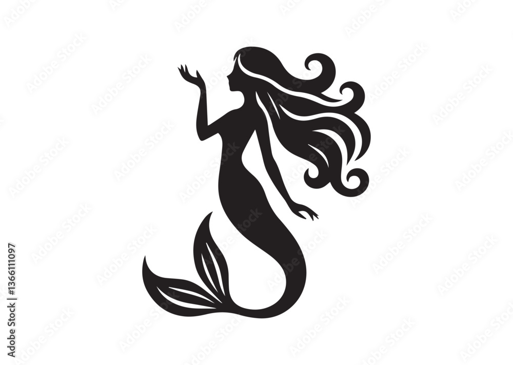 Mermaid silhouette vector Mermaid silhouette vector