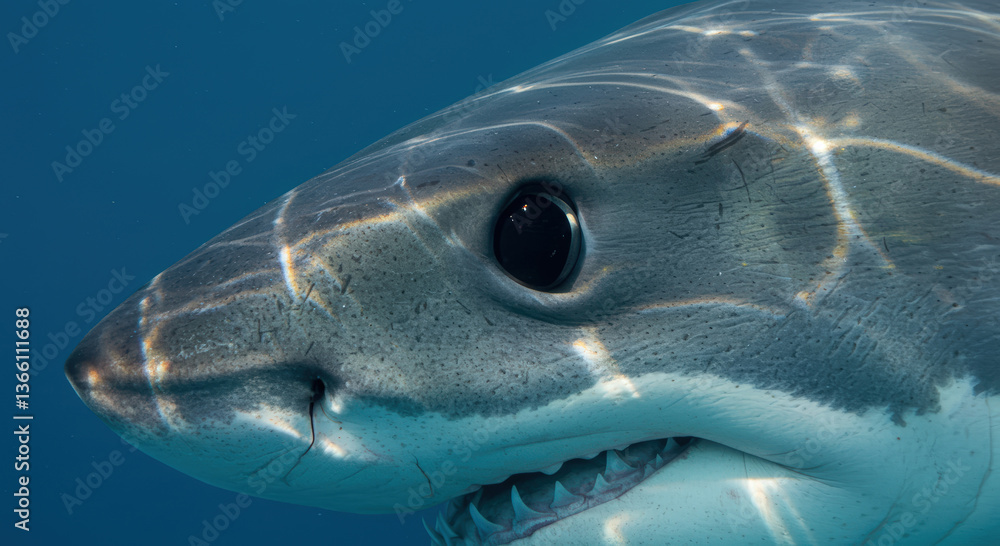 Obraz premium Great White Shark Close-Up