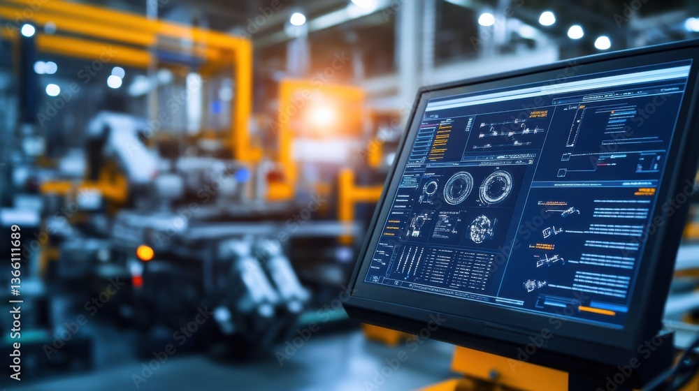 An AI powered predictive maintenance system diagnosing machinery issues before they cause breakdowns, Manufacturing technology style, photo of An AI powered predictive maintenance system diagnosing machinery issues before they cause breakdowns, Manufacturing technology style, photo of