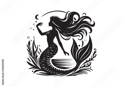 Mermaid silhouette vector
