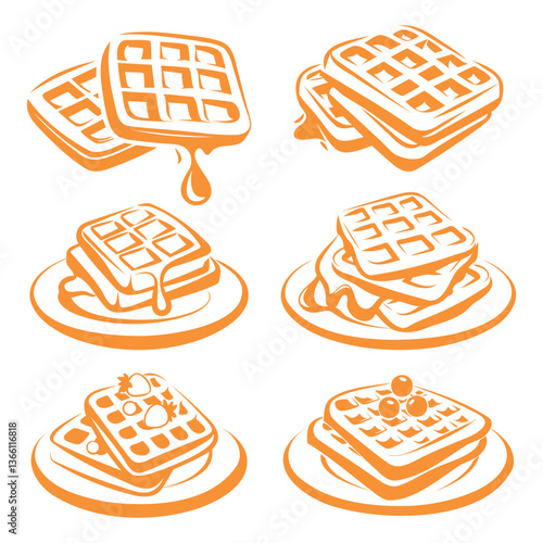 
belgian waffle icon set