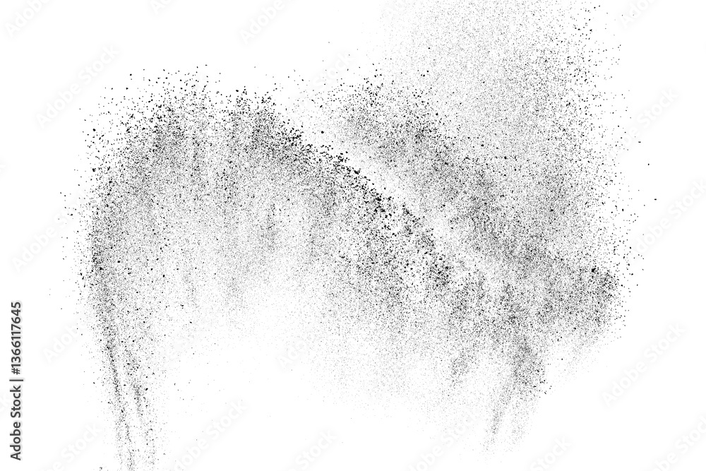 Water texture. Splash effect. Snow overlay. Drops liquid. Grunge pattern. Black explosion on transparent background. PNG format.