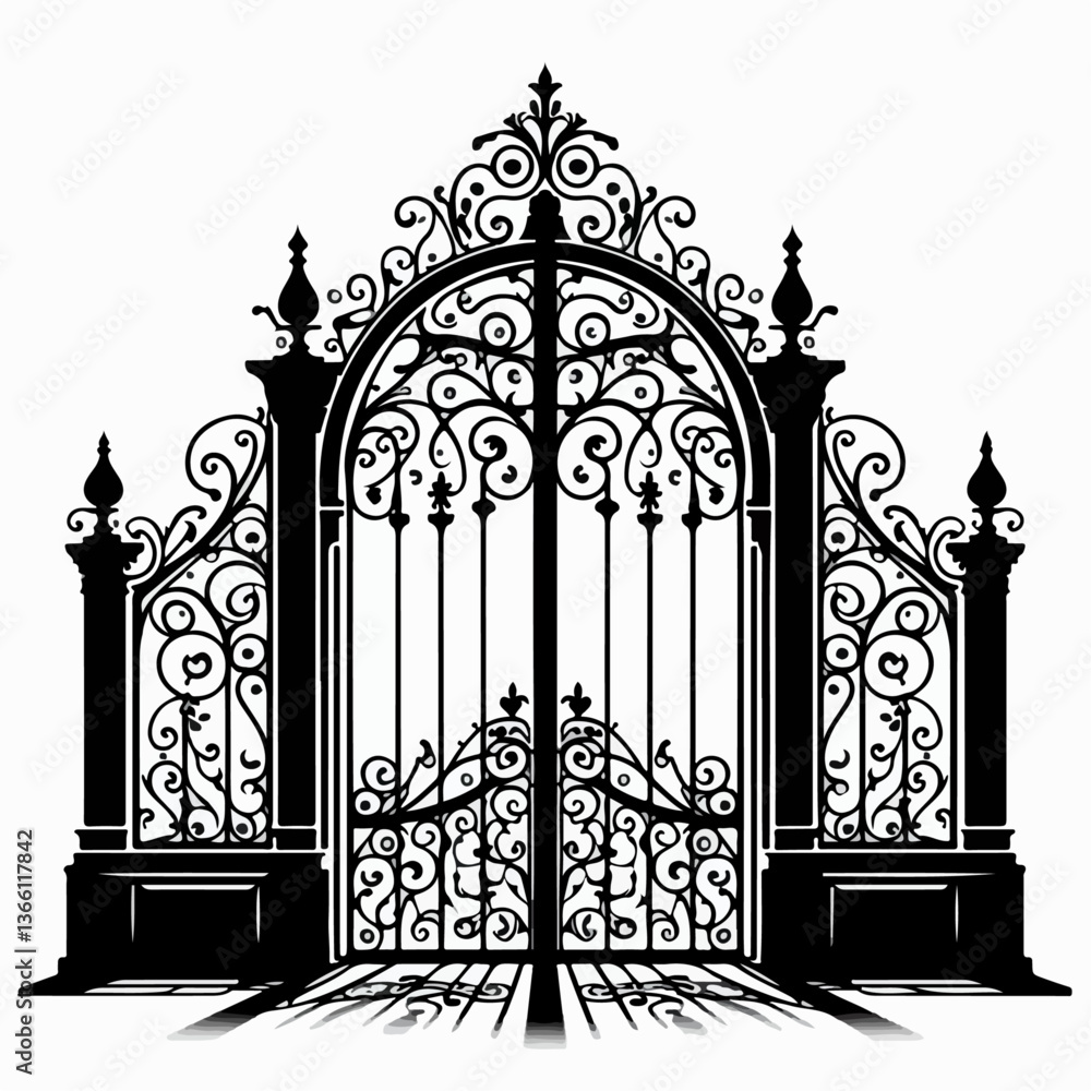 Fototapeta premium gate silhouette , wrought iron gate silhouette