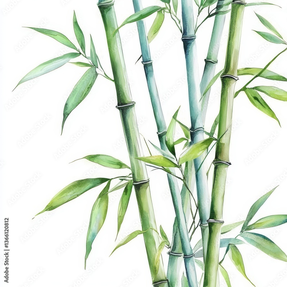Obraz premium Elegant watercolor representation of green bamboo.