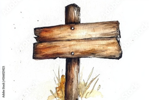 Hand-painted watercolor signpost with blank boards for custom messages