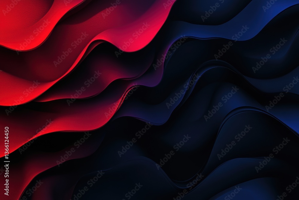 Obraz premium Dark blue red black abstract grainy background glowing vibrant color gradient wave shape noise texture poster header banner wallpaper cover design