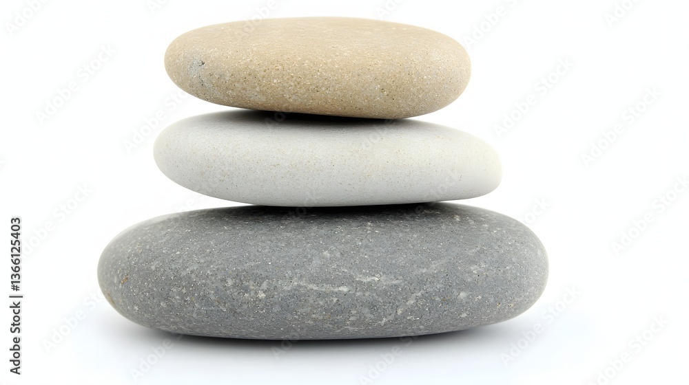 Three Stacked Smooth Stones in Neutral Colors Symbolizing Balance and Tranquility Three Stacked Smooth Stones in Neutral Colors Symbolizing Balance and Tranquility