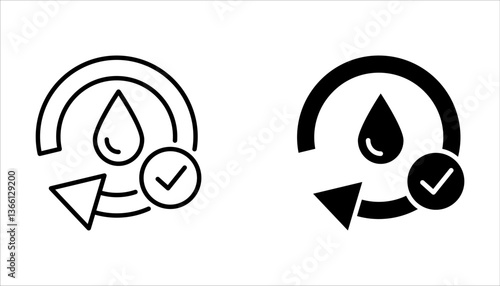 Skin hydration line outline icon set, vector illustration on white background.