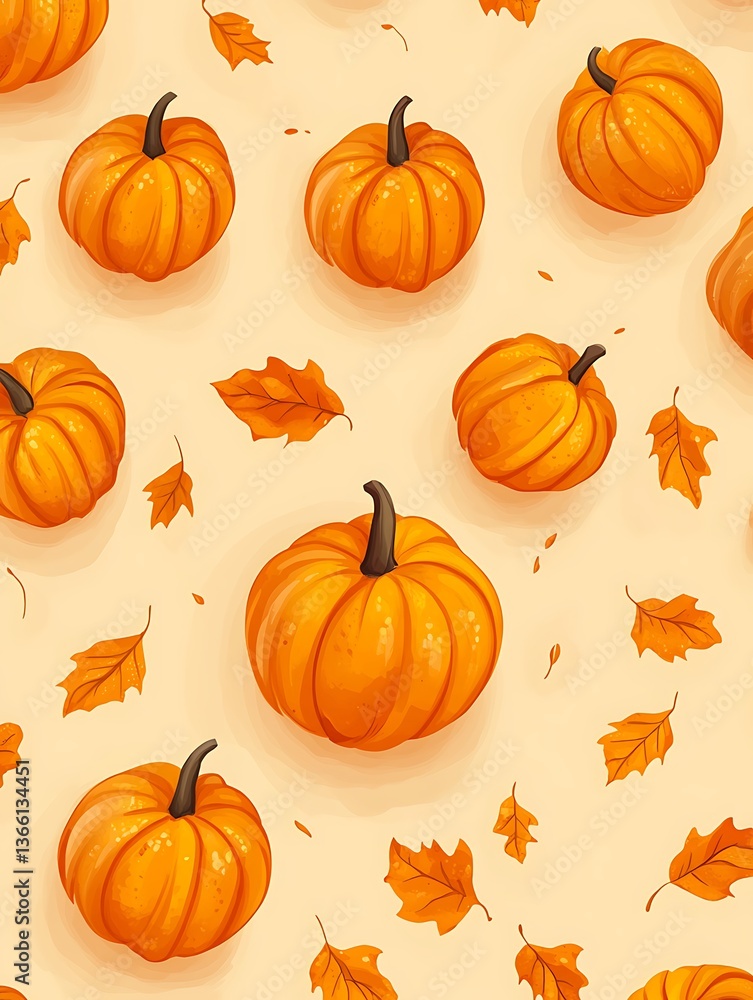 Autumn Pumpkins Pattern Background Autumn Pumpkins Pattern Background
