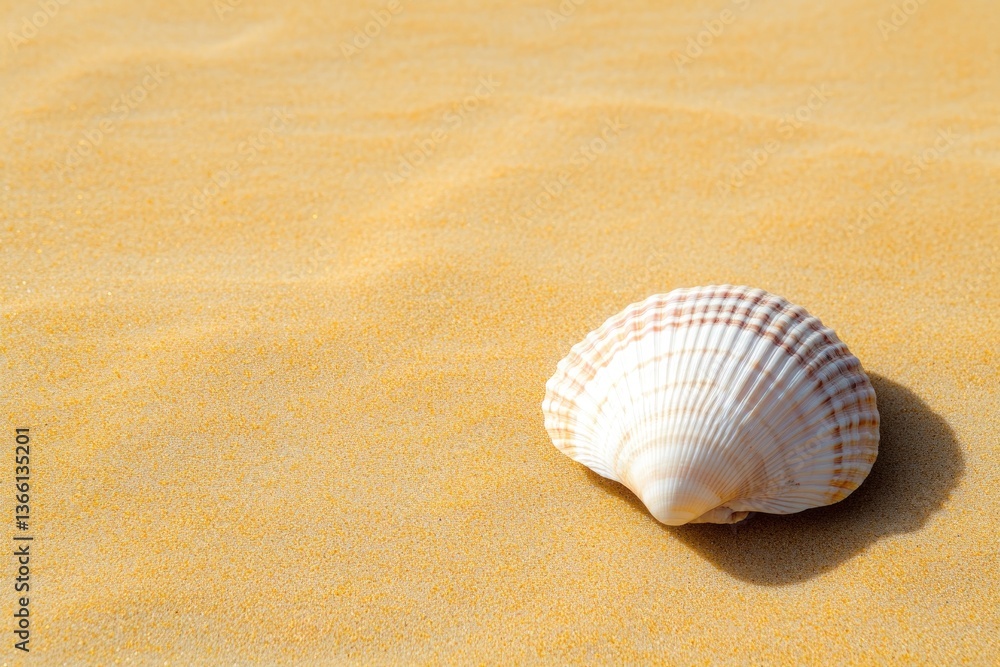 close-up shot of seashell resting on sunlit sands of australian beach with expansive copy space close-up shot of seashell resting on sunlit sands of australian beach with expansive copy space
