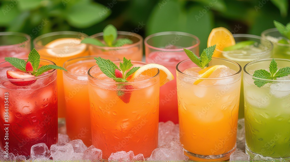 Fototapeta premium Refreshing Fruit-Infused Iced Drinks with Mint