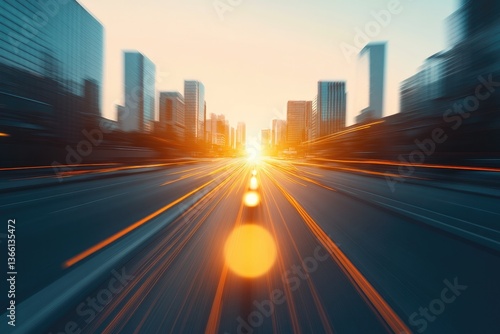 dynamic cityscape at dawn with modern office buildings and bustling streets symbolizing innovative startup ecosystems