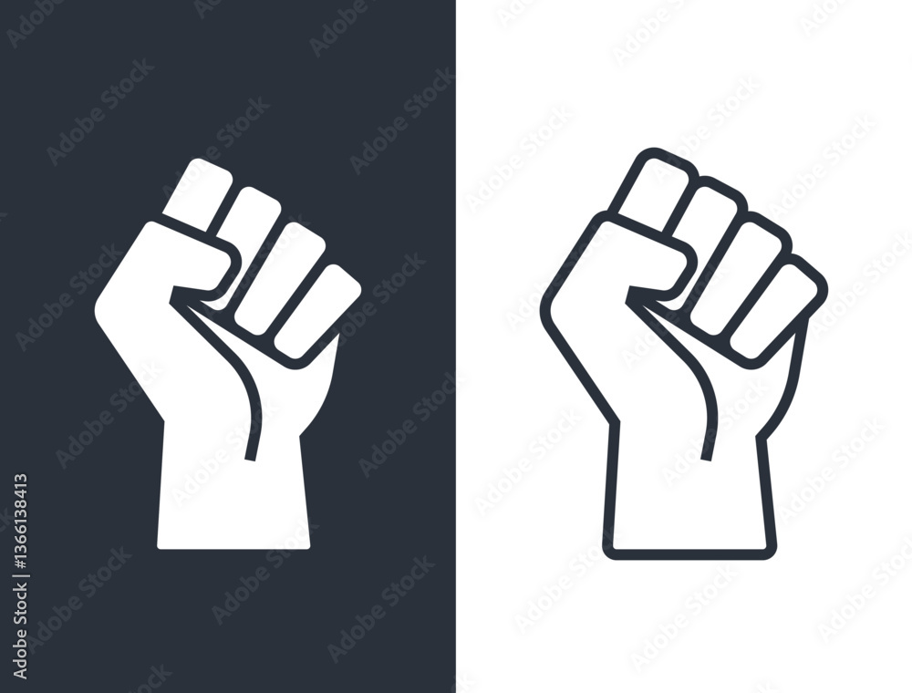 Fototapeta premium Fist Icon. Simple Flat Black and White Vector Illustration.