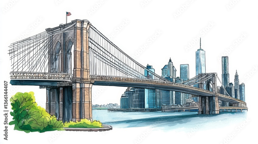 Fototapeta premium Artistic interpretation showcasing the detailed beauty of New York's landmark.