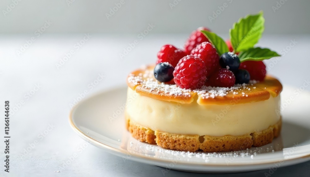 Elegant pastry, berries, sprig of mint on white , food photography, food, baking Elegant pastry, berries, sprig of mint on white , food photography, food, baking