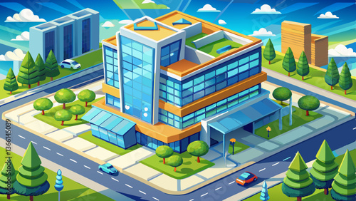 Modern office building concept 3d rendering.