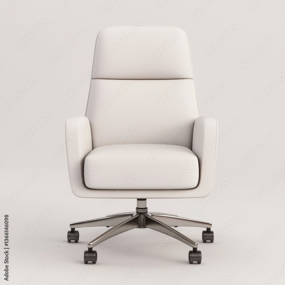 Fototapeta premium Modern White Office Chair with Ergonomic Design and Pedestal Base