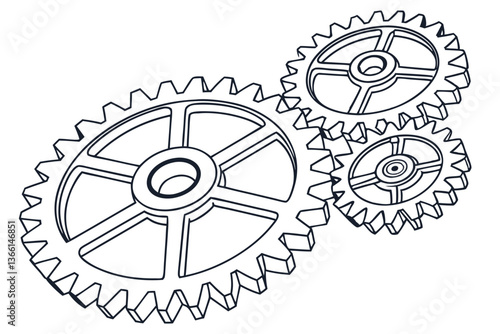 Precise Gear Wheels Vector Illustration for Engineering Projects