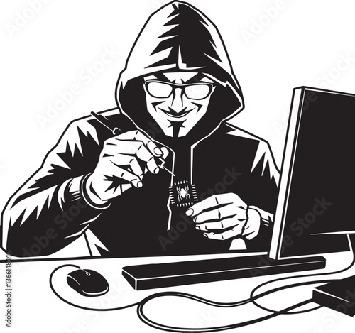 hacker stealing data from computer