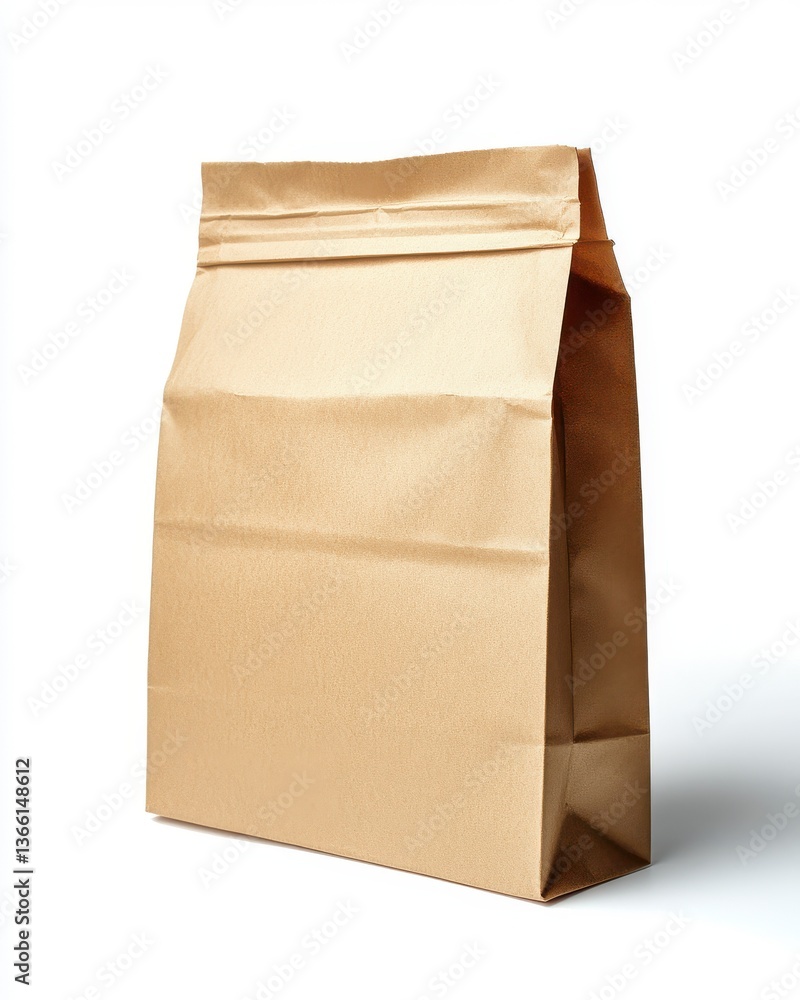 Light Brown Paper Pouch on White Background Light Brown Paper Pouch on White Background