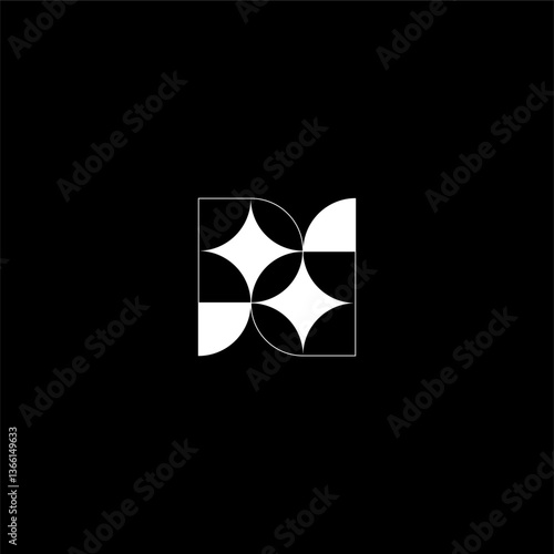 minimalist letter PD or DP with clean or star logo concept vector icon