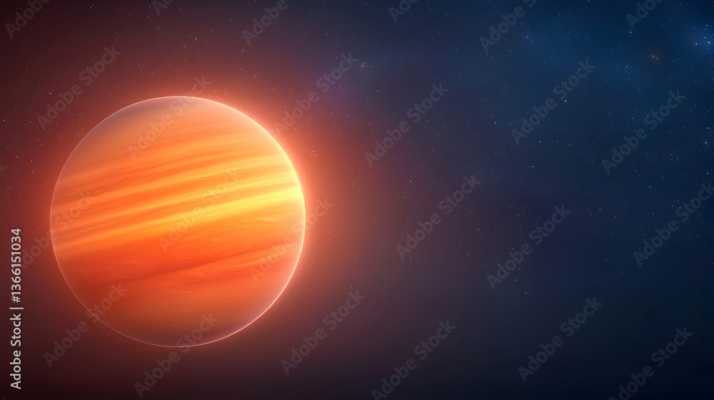 Obraz premium Colorful Gas Giant Planet Orbiting in Vast Cosmic Space
