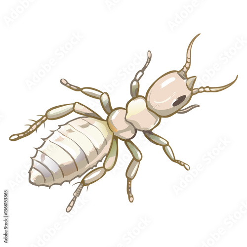 a detailed illustration of a termite against a white background, showcasing its distinctive features 