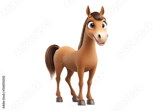 3d cartoon cute brown horse