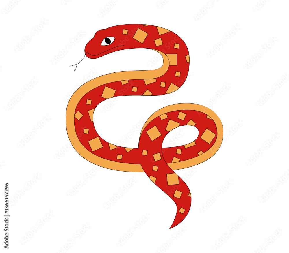 Colorful Cartoon Snake with Geometric Pattern Colorful Cartoon Snake with Geometric Pattern