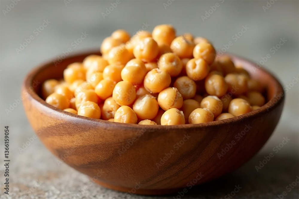 A rustic wooden bowl overflowing with golden roasted chickpeas, a wholesome and nutritious snack perfect for a healthy lifestyle, captured in warm, natural light. A rustic wooden bowl overflowing with golden roasted chickpeas, a wholesome and nutritious snack perfect for a healthy lifestyle, captured in warm, natural light.