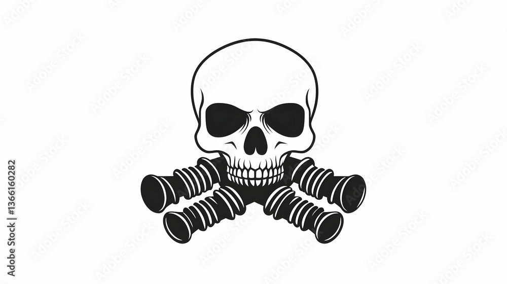 Human Skull With Crossed Car Pistons Icon Vector Illustration Human Skull With Crossed Car Pistons Icon Vector Illustration