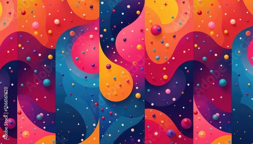 Abstract geometric shapes repeat in vibrant, seamless design , background, repeat