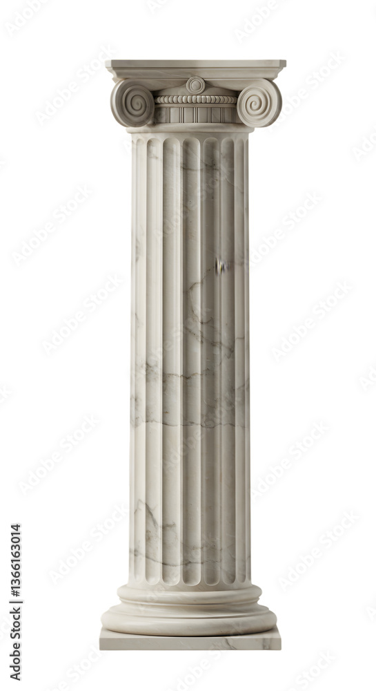 Classical Ionic Marble Column with Ornate Scrolls Isolated on a Transparent Background Classical Ionic Marble Column with Ornate Scrolls Isolated on a Transparent Background