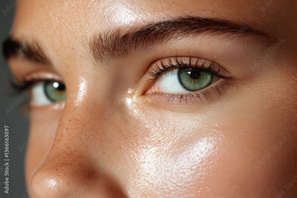 Fototapeta premium Close-up view of a person's face displaying improvement in skin tone from effective skincare treatments for hyperpigmentation
