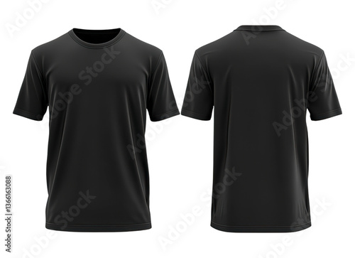 front and back of blank black t shirt
