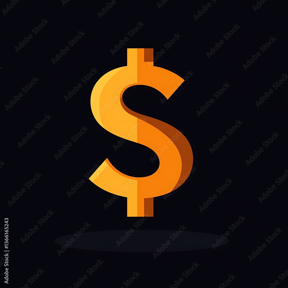 Golden Dollar Sign on Black: A radiant gold dollar sign against a stark, dark background, radiating wealth and monetary value, in a photorealistic depiction. Golden Dollar Sign on Black: A radiant gold dollar sign against a stark, dark background, radiating wealth and monetary value, in a photorealistic depiction.