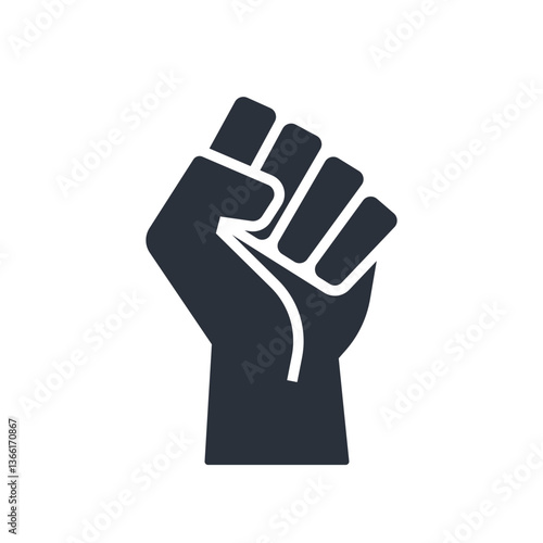 Fist Icon. Simple Flat Black and White Vector Illustration.
