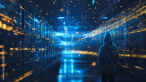 Hackers are planning to hack and attack Zeroday networks and cyber security systems in Smart digital city with Data center on cloud cyber security and Blue Binary Data Software Programming Code