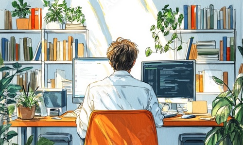 illustrations for business, finance, cover, banner, poster or brochure design. Financial administration concept. Drawings of work in the office