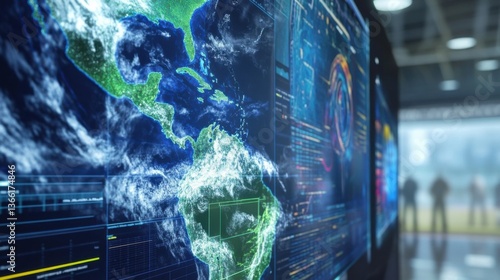 Wallpaper Mural An AI powered weather prediction system analyzing global climate data to forecast extreme weather events with high accuracy, Environmental technology style, photo of Torontodigital.ca