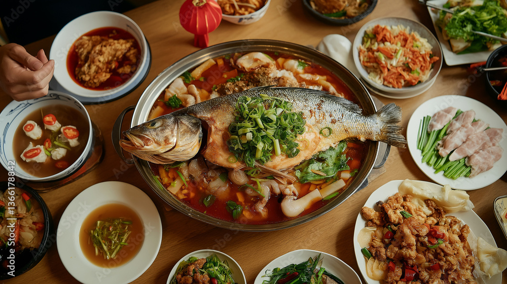 Chinese New Year Dinner With Fish Chinese New Year Dinner With Fish