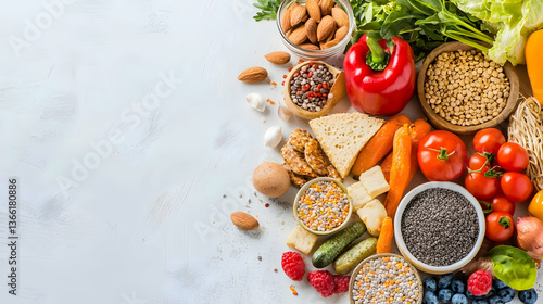 Wallpaper Mural Assorted Healthy Foods Display On Light Gray Surface Torontodigital.ca