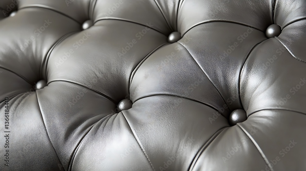 Naklejka premium Luxurious Cream Leather Upholstery with Button-Tufted Pattern - Closeup Texture Background