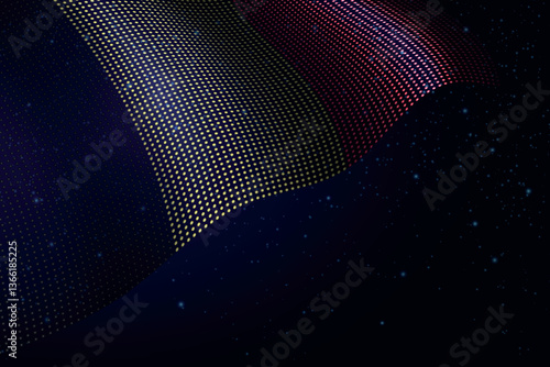 Belgium digital flag made of dots over a starry background