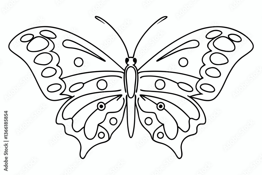 Elegant Detailed Continuous Line Drawing of a Beautiful Butterfly in Minimalist Style Elegant Detailed Continuous Line Drawing of a Beautiful Butterfly in Minimalist Style