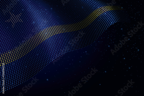 Curacao digital flag made of dots over a starry background