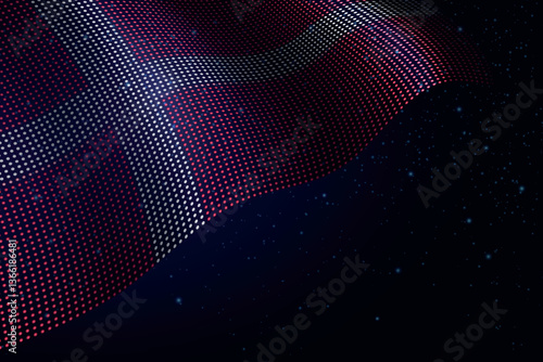 Denmark digital flag made of dots over a starry background