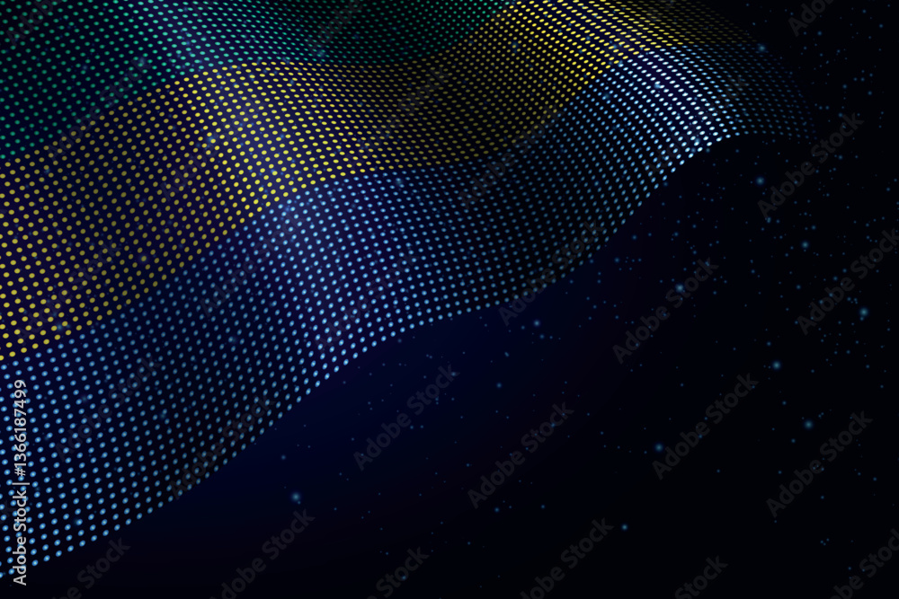 Gabon digital flag made of dots over a starry background