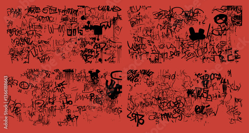 Graffiti 2D Illustration Pattern 4x Set